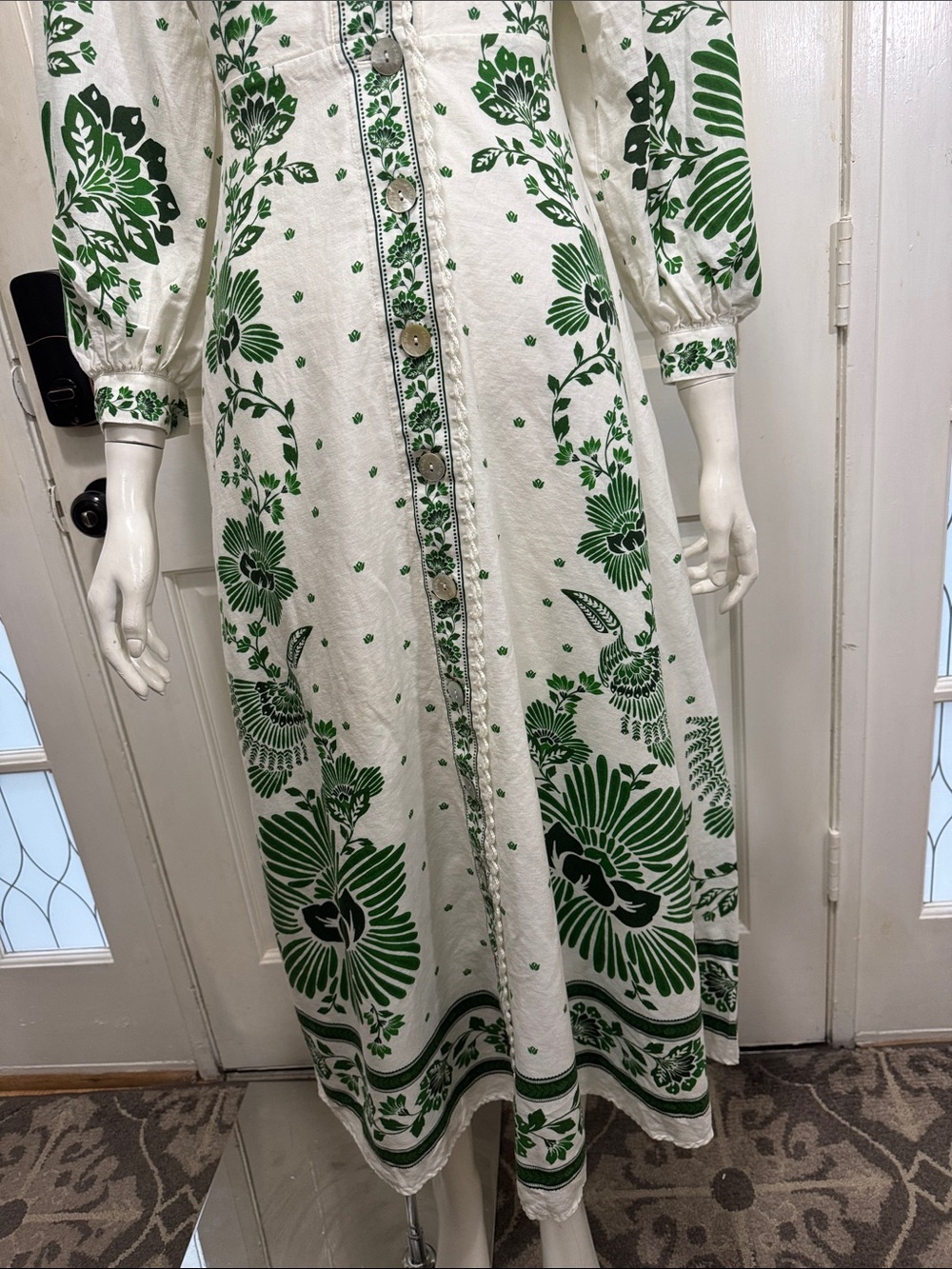 Farm Rio Forest Soul Green Floral Embroidered Maxi Long Sleeve Dress Size XS - Picture 3 of 14